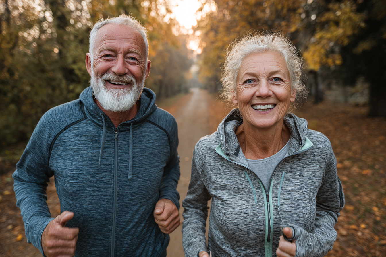 Grup de adulți maturi făcând exerciții în parcul natural